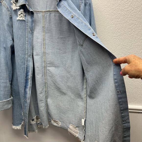 V580 Soft & Distressed DENIM Shirt, Jacket or Dress US Women’s Small Long Sleeve - Picture 6 of 13